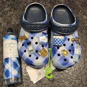 Bath & Body Works x Crocs Gingham Classic Clogs Womans Size 7 & Body Spray